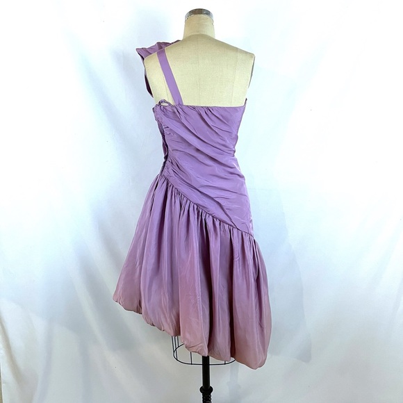 Vintage 70s 80s Victor Costa Dress Asymmetrical 2 4 Lavender - Picture 3 of 14